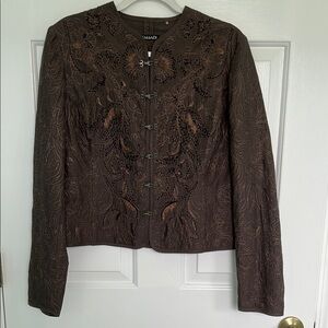 Brown Embroidered Women's Jacket. Size M.